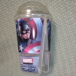 Marvel Captain America Dunkin Donuts 3 Section Tumbler + Lid From 2011 NWOT